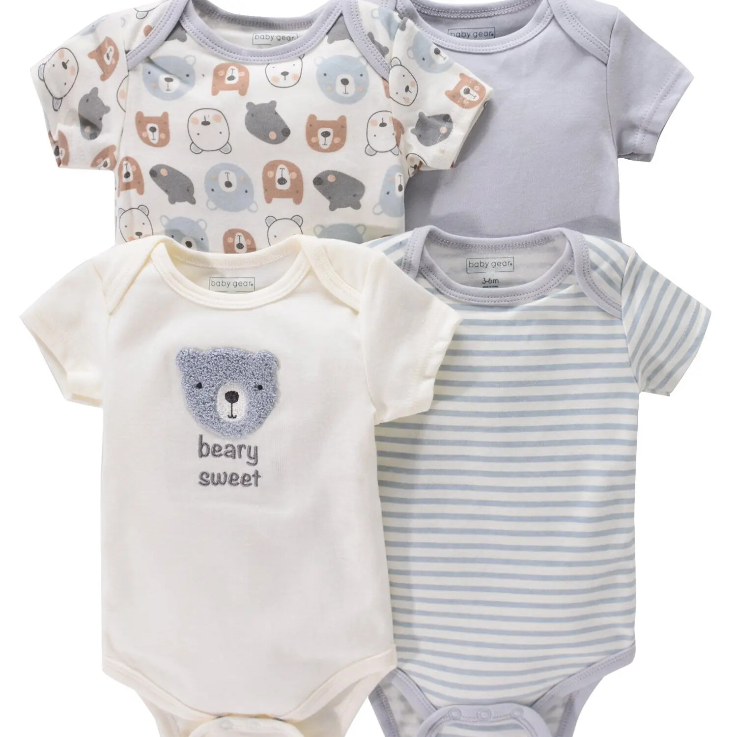 4PCS Newborn Infant Romper Short Sleeve Round Neck Animal Flowers Print