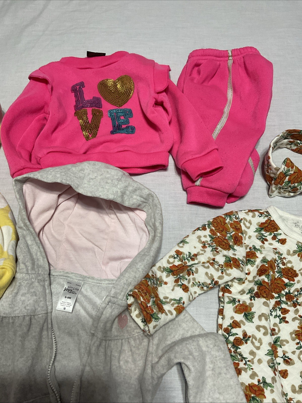 12 pc Lot Infant Girls Tops Bottoms Booties Hoodies 6-9 months