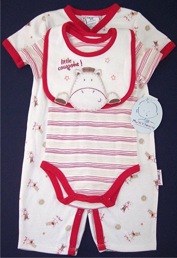 NWT MultiVitamins Boys 3 Pc Little Cowpoke Cowboy Set Outfit, 6-9 Mos.
