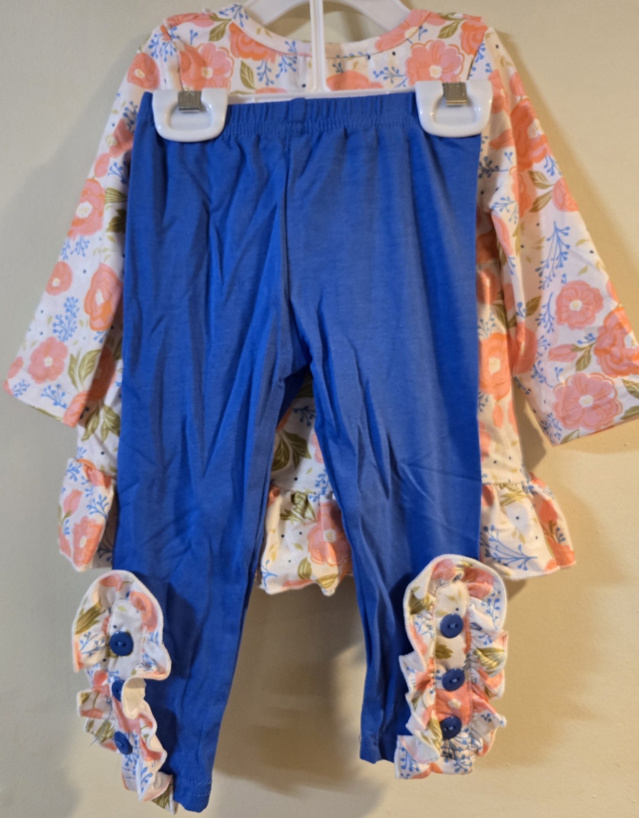 Marie Nicole Clothing Girls SZ 6-12 Months Floral Long Sleeve Shirt W/pants NWT