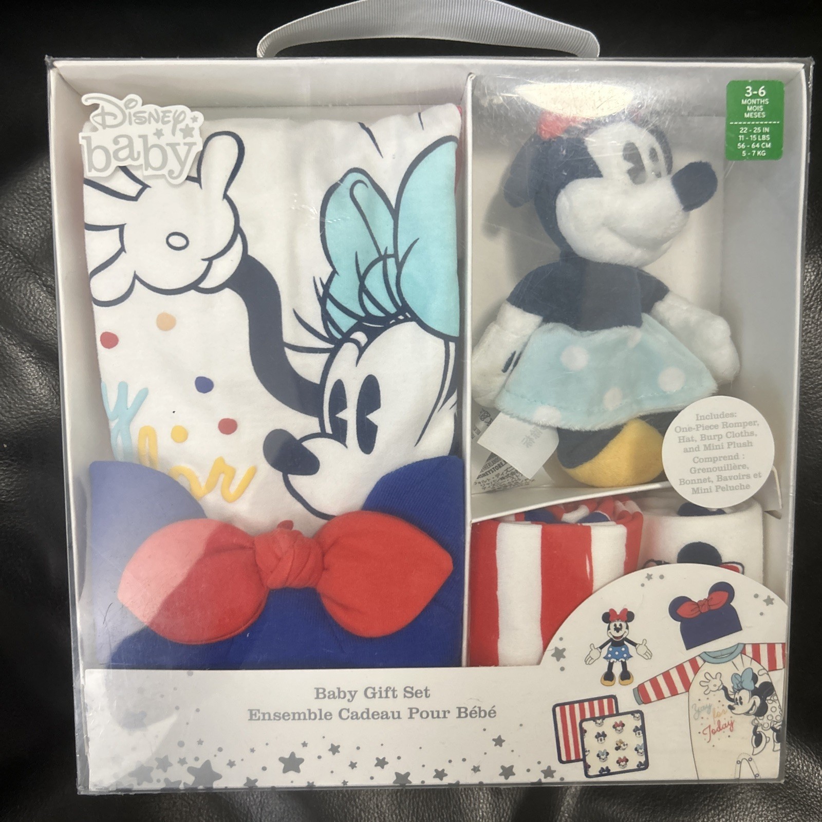 DISNEY BABY ‘S First Christmas GIFT SET 4 PIECES Romper Hat Bib Plush Toy NEW