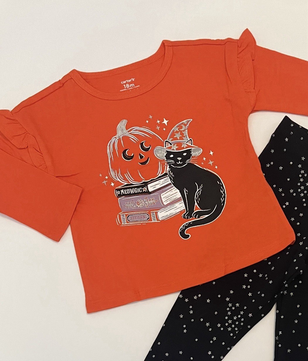 Carters Baby Girl Halloween Outfit 18 Months Pants Cat Shirt 2 PC Set Cute New
