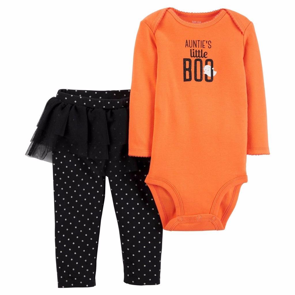 Carters Girls “Aunties Little Boo” Halloween Bodysuit & Tutu Pants Size 3 mo NWT