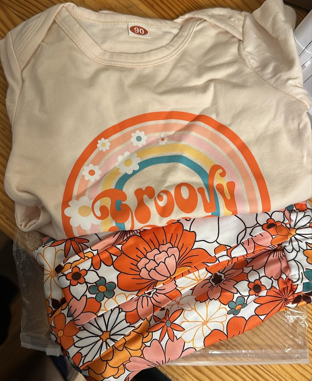 Toddler Baby Girl Groovy Birthday Outfit 12-18M Romper Bell Bottoms