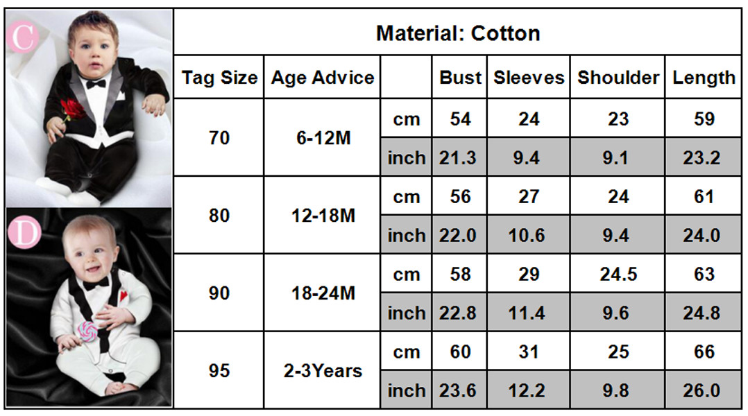 Baby Newborn Tuxedo Romper Bodysuit Jumpsuit Outfits Wedding Party Formal Suit