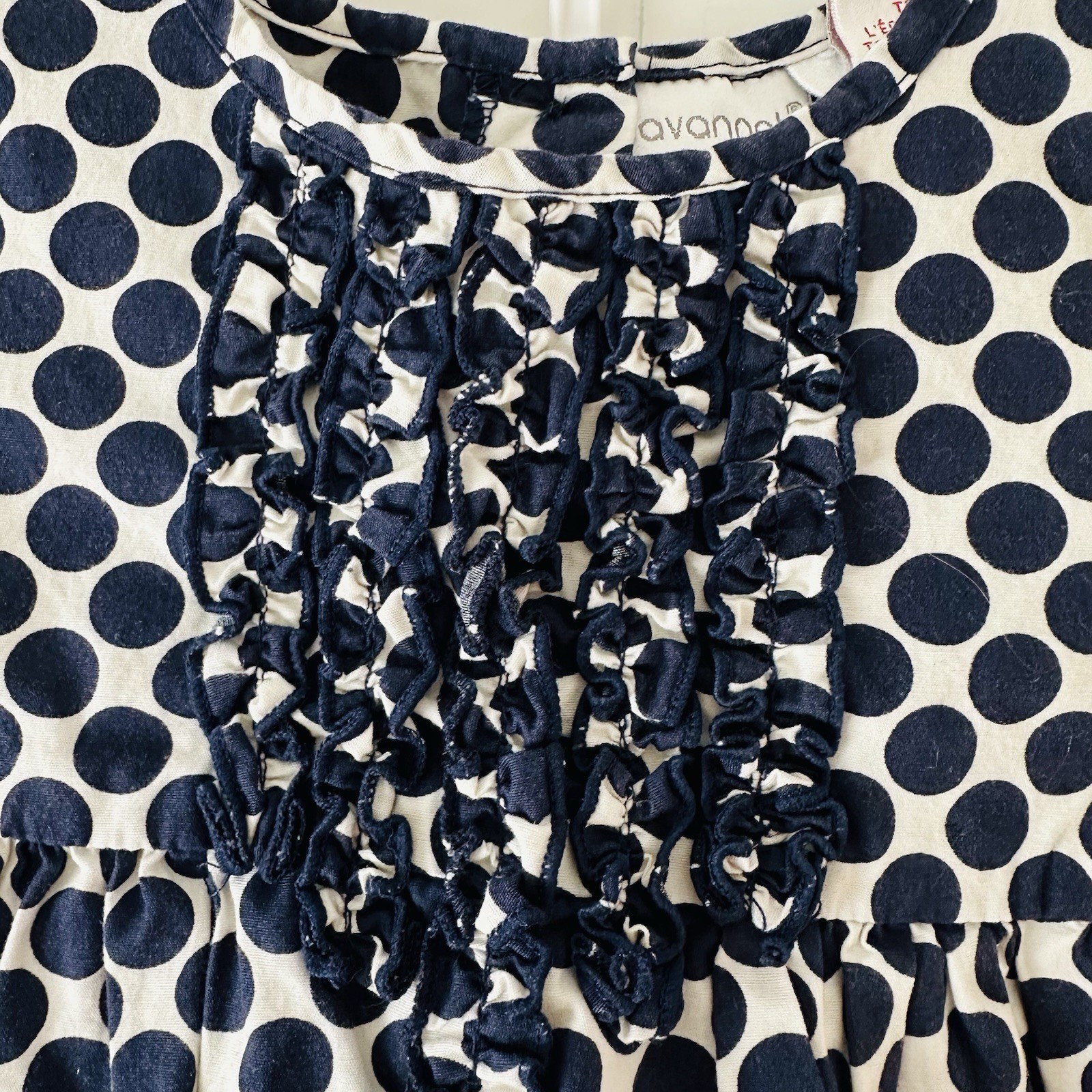 Savannah Navy & Cream Polka Dot Blouse w Matching Leggings Sz 24M