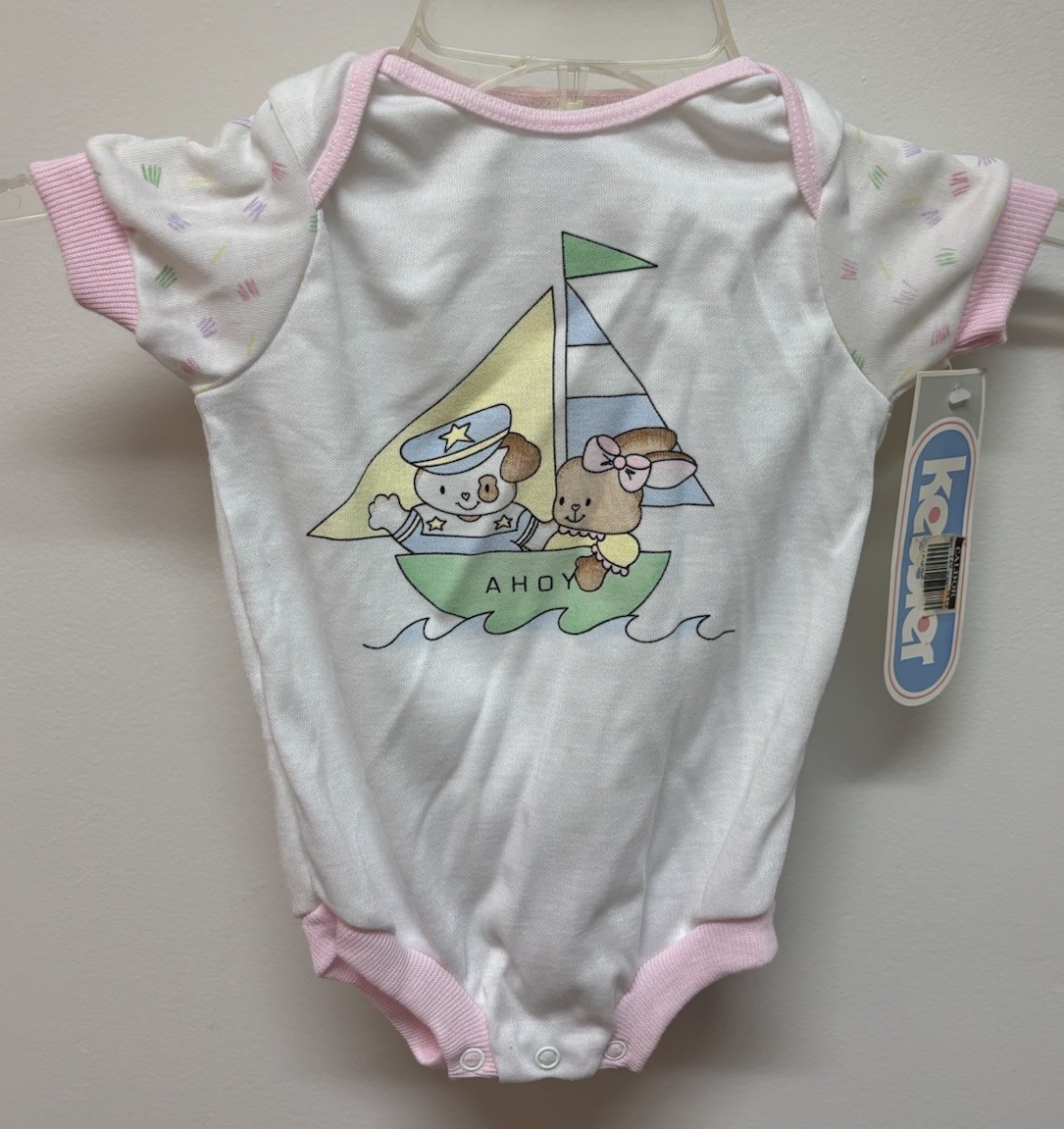 Vintage Kessler Baby Girl Ahoy Sailor Boat Romper Outfit 12M NWT