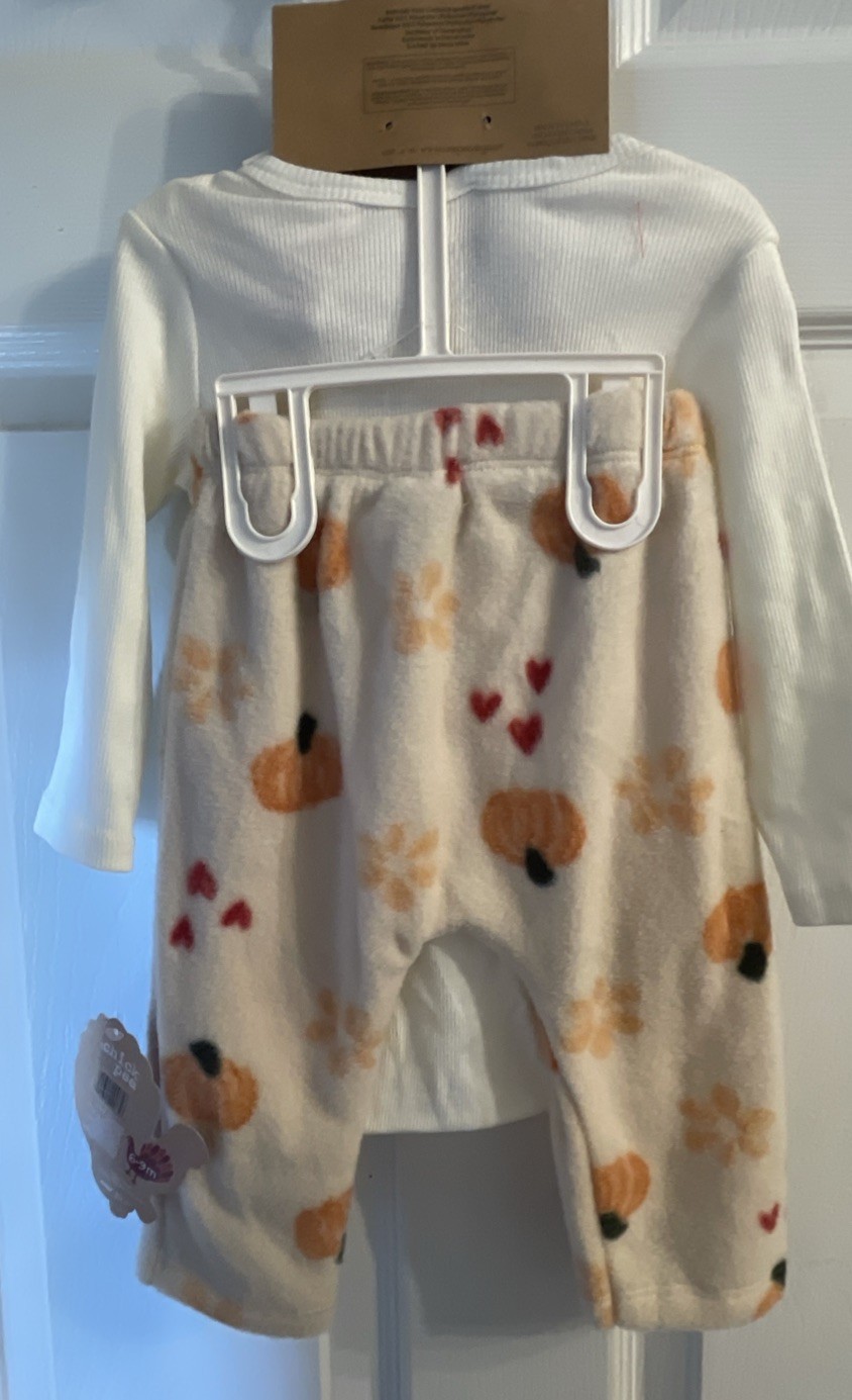 Chick Pea~ 6-9 Months Thanksgiving Baby 3piece Outfit Set Daddy’s Lil Turkey NEW