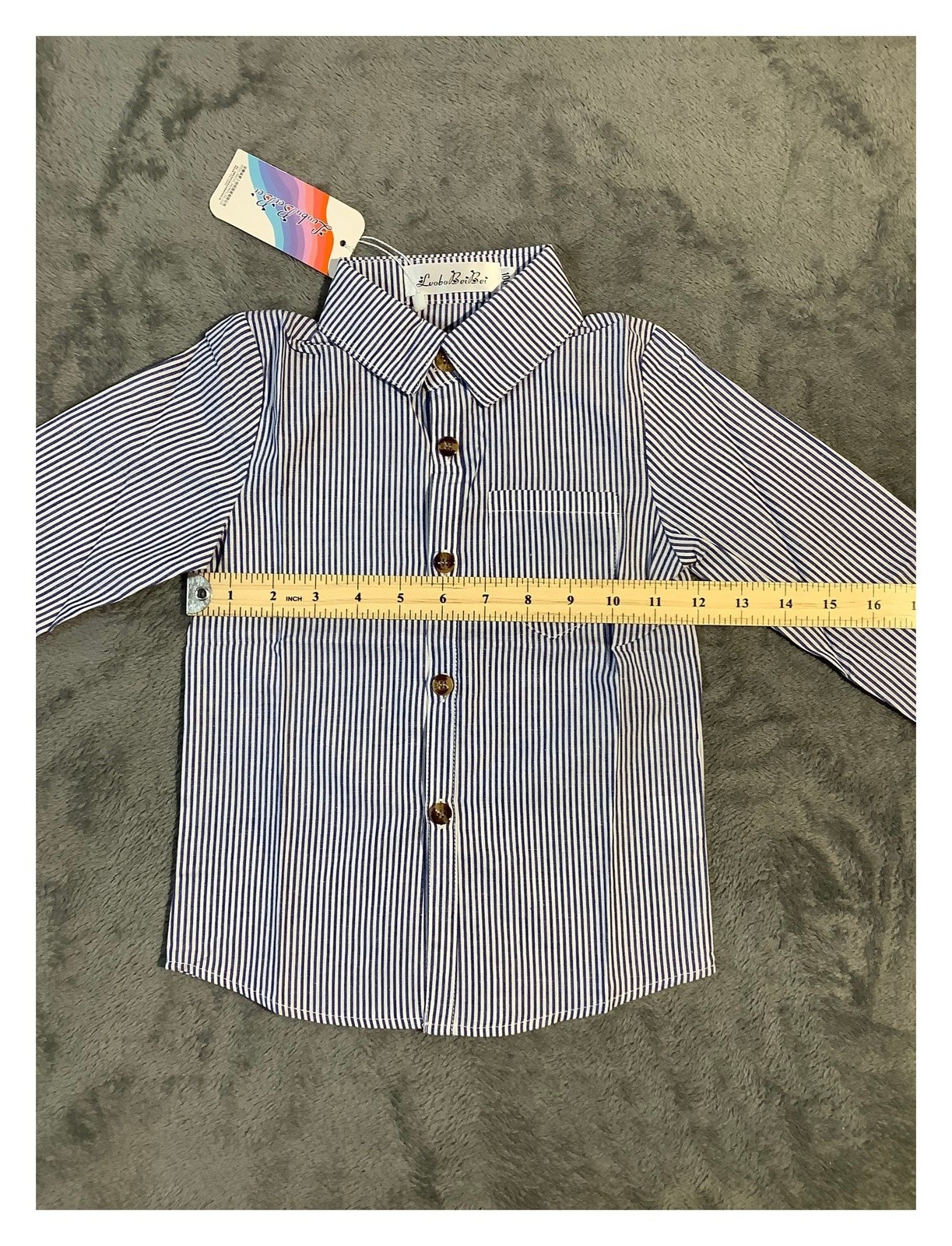 Luobo Bei Bei Baby Boy Pinstripe Dress Shirt 12-18 Months NWT