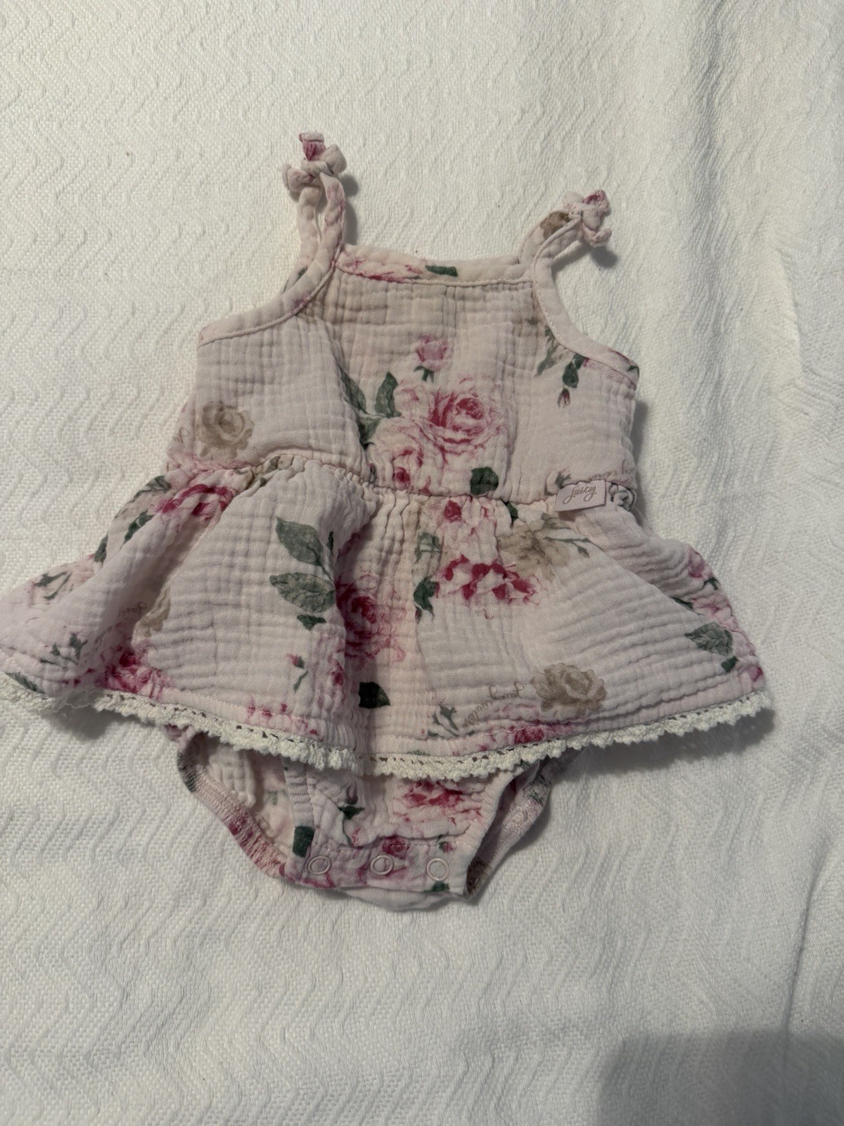 Juicy Couture Kids 100% Cotton Bubble With Skirt And Spaghet Straps, Size 0/3 Mo