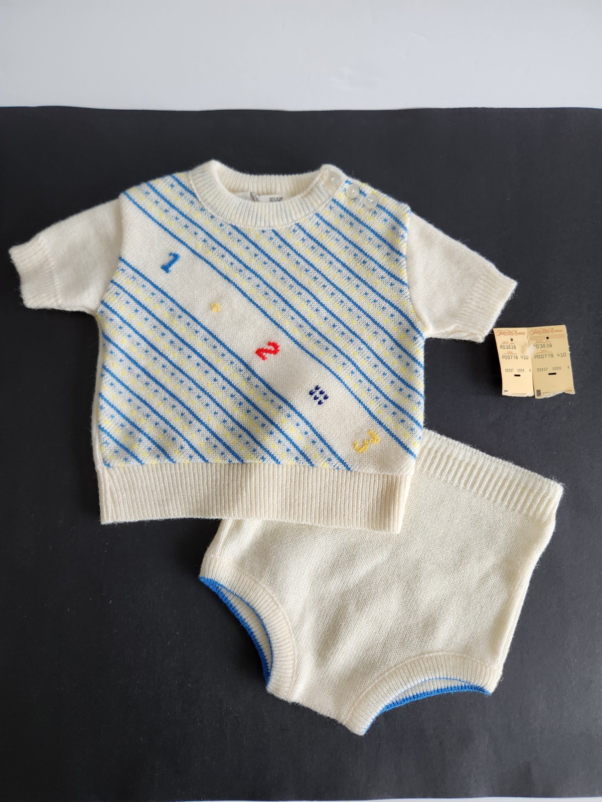 Vtg NOS A Little Angel Soft Knit Two Piece Baby Outfit Sweater Diape Cover 6-9mo