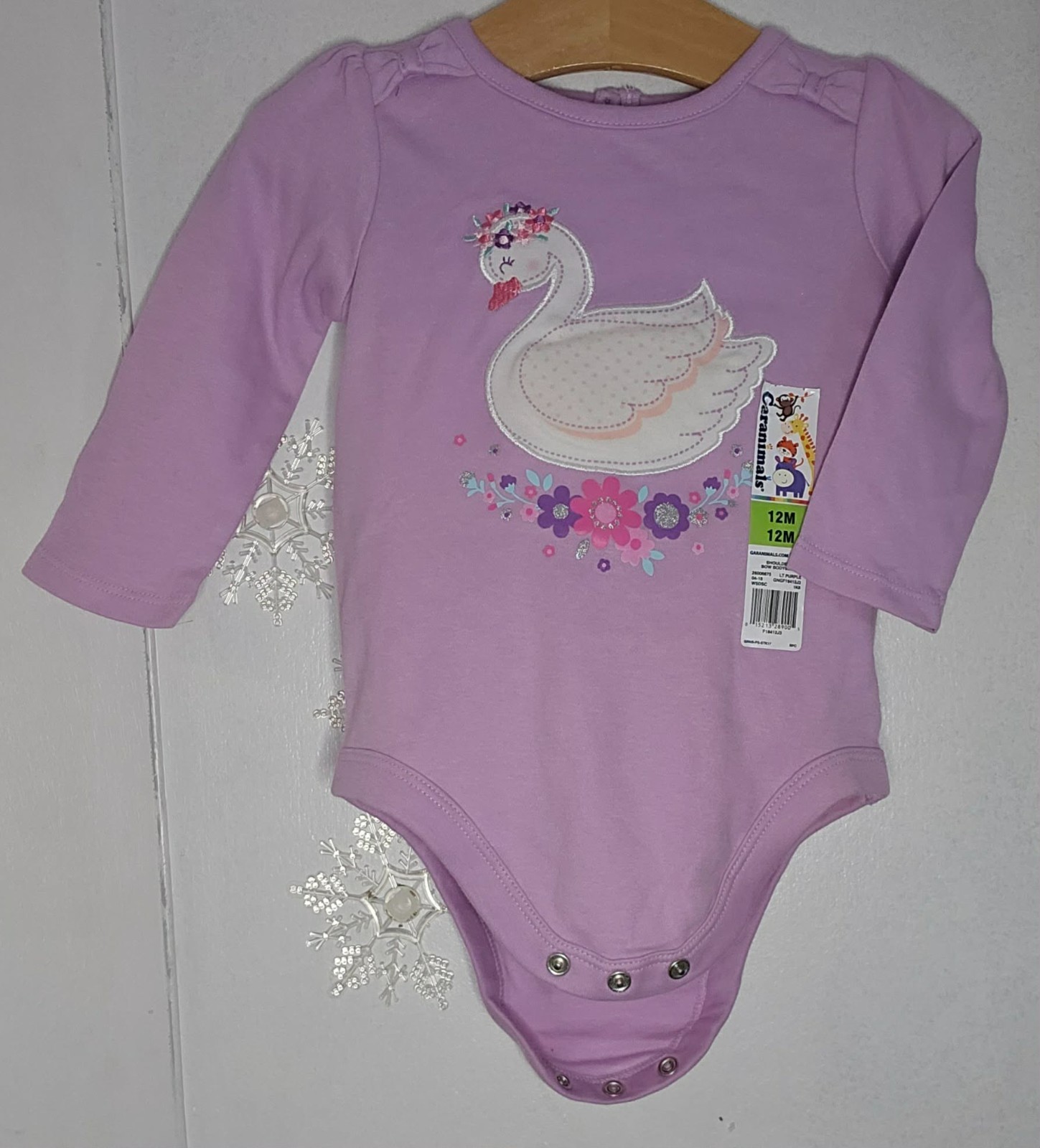 Garanimals 12 month New Lavender Swan Bodysuit and Matching Pink Ruffle Skirt