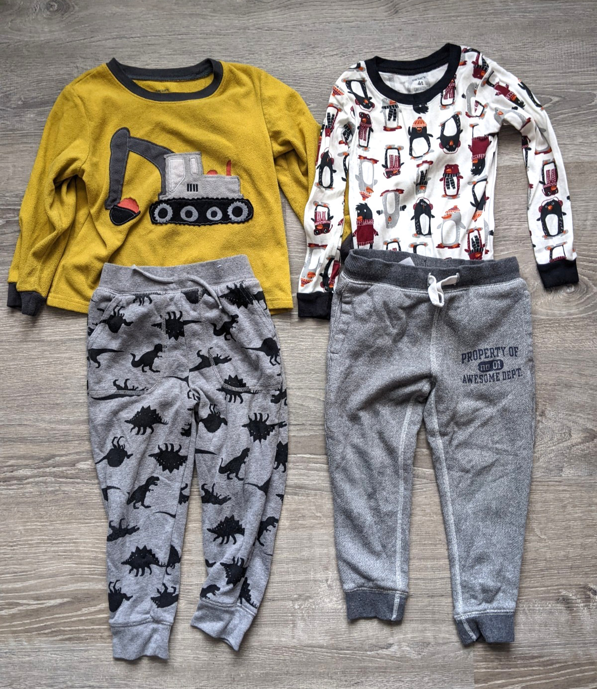 LOT BOYS 4T TODDLER SLEEPWEAR SHIRTS PANTS CARTERS COMFY CLEAN CUTE PENGUIN