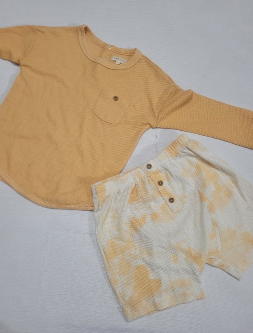 Grayson Collective Toddler Waffle Knit Long Sleeve Top & Bottom Set – Orange, 3T