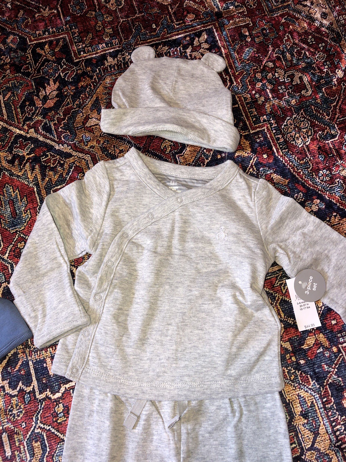 NWT 2 Baby Gap First Favorites Crossover Outfit Sets Hat Gray Blue Size 3-6 M