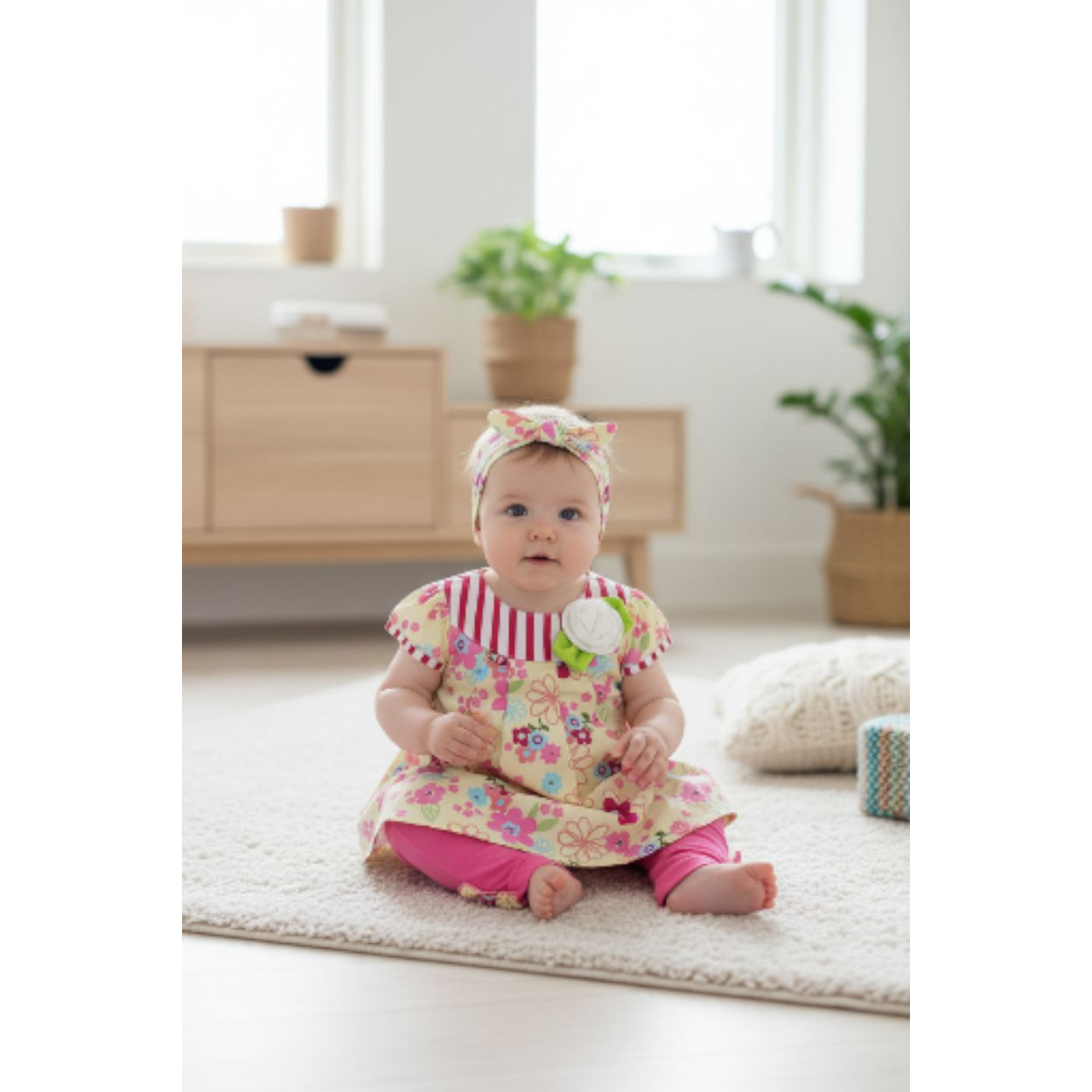 New Carter’s Baby girl outfit set Top Leggings matching headband size 12 months