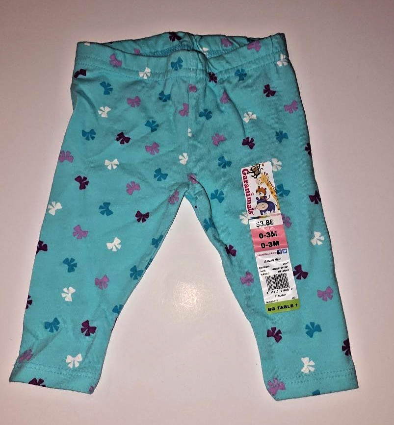 Garanimals Baby Girl 0-3 months Cotton Blend Blue Bow Pants Brand New! Adorable