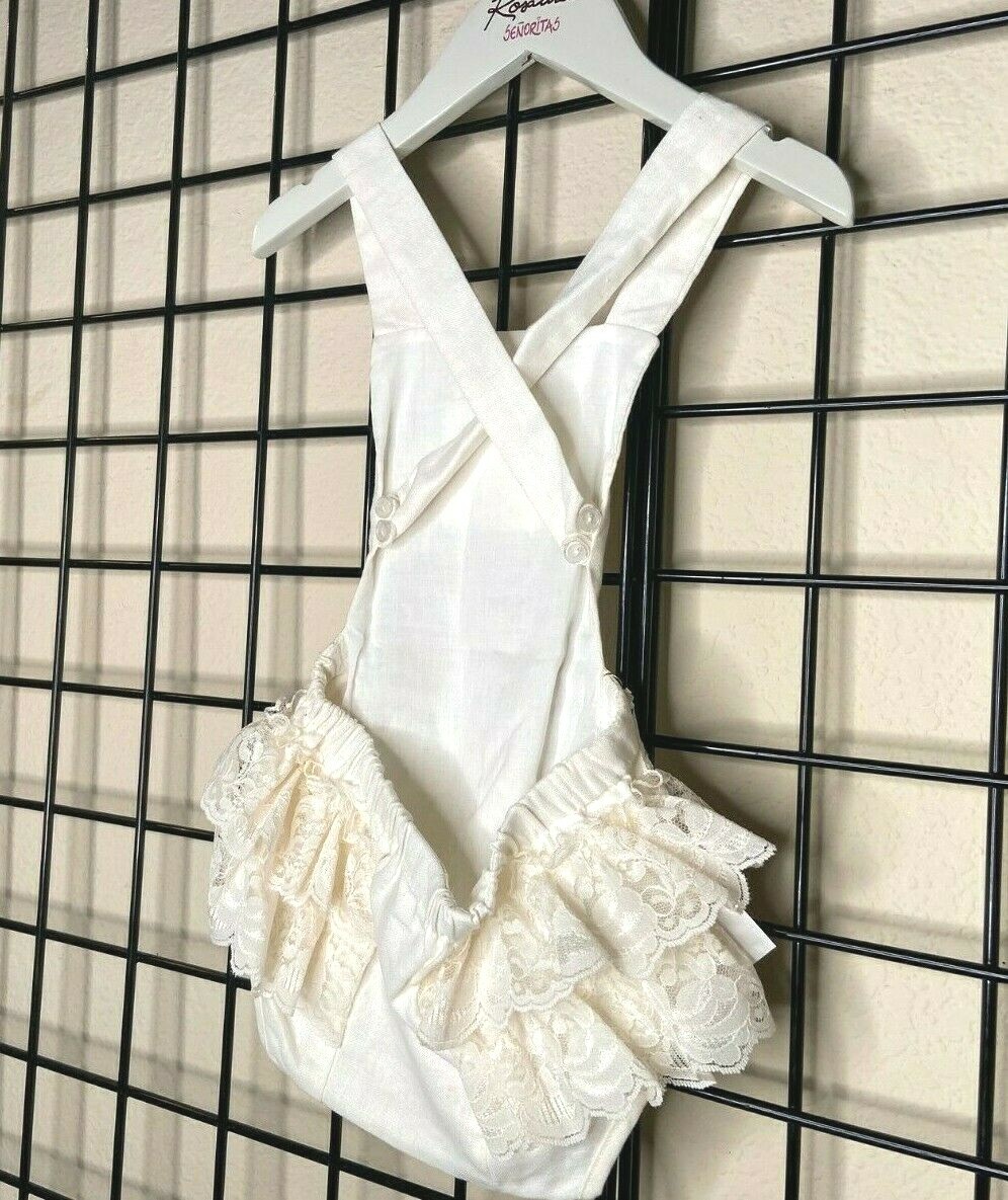 NEW NWT Eggshell White Plush Lace/Linen/Cotton Sunsuit-Wild & Fierce 2Y-Fit 2/3Y