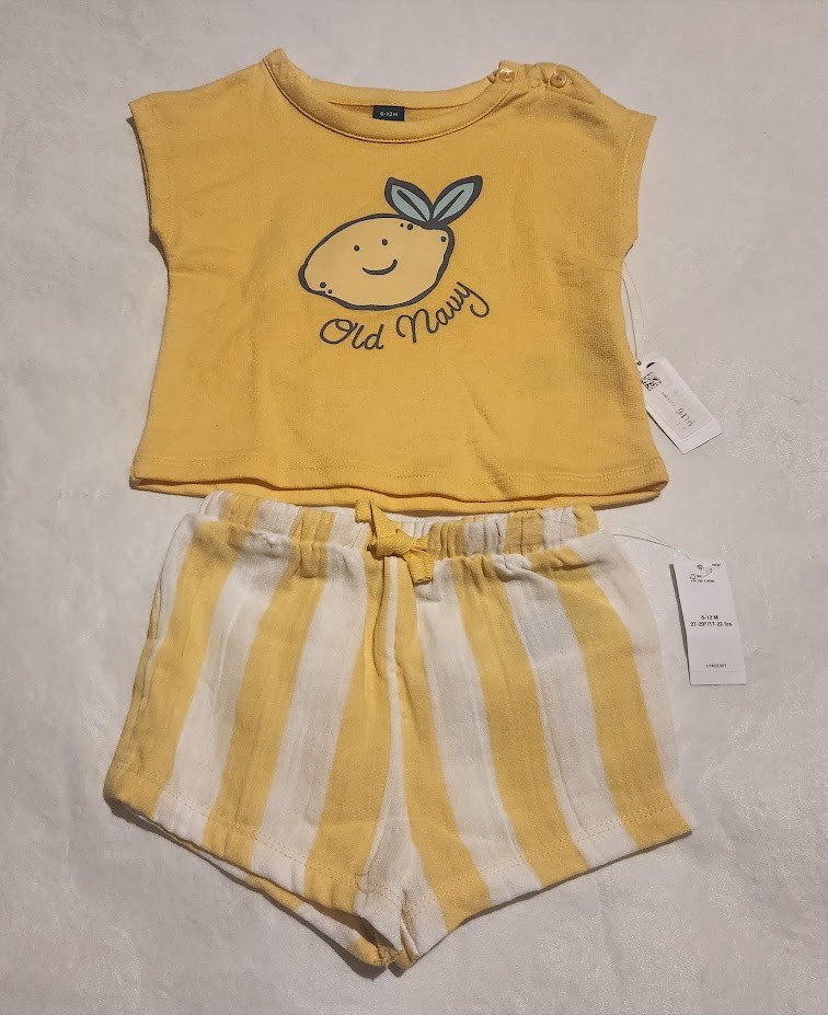 NWT Old Navy Lemon Top Shorts Set 6-12 Months Baby Boy Girl Unisex