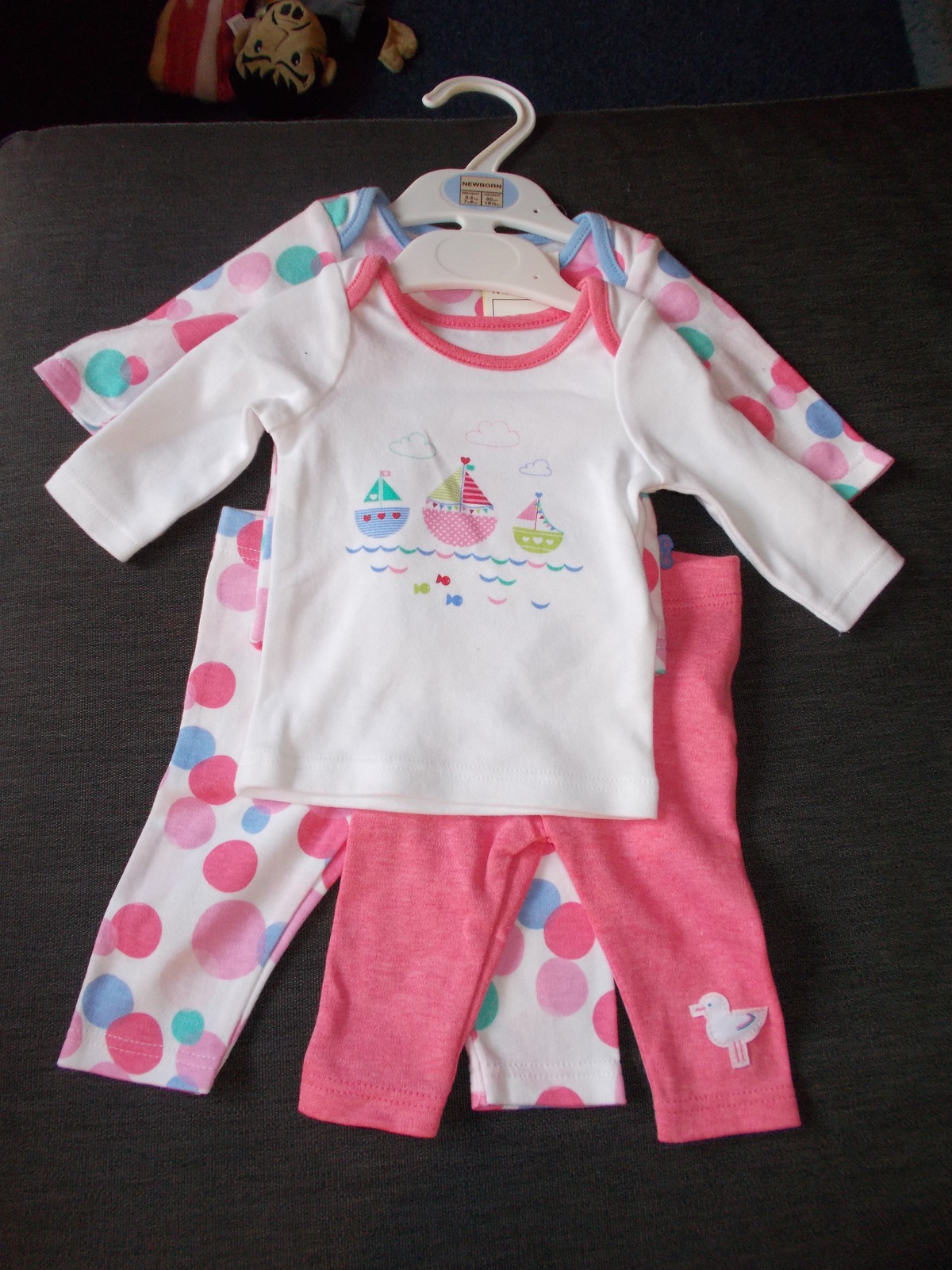 M&S 4 Part Cotton Mix & Match Outfits 2 Tops 2 Bottoms 0-1mth 54cm Pink Mix BNWT