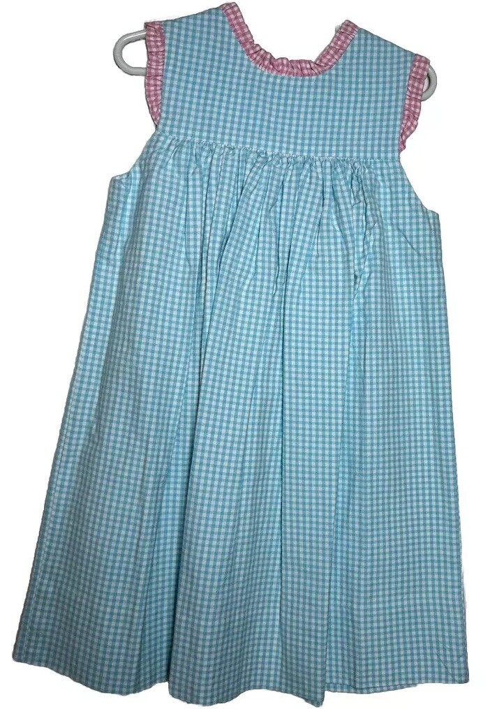Lullaby Set Girls Dress Blue And White Checker Pattern Size 4T