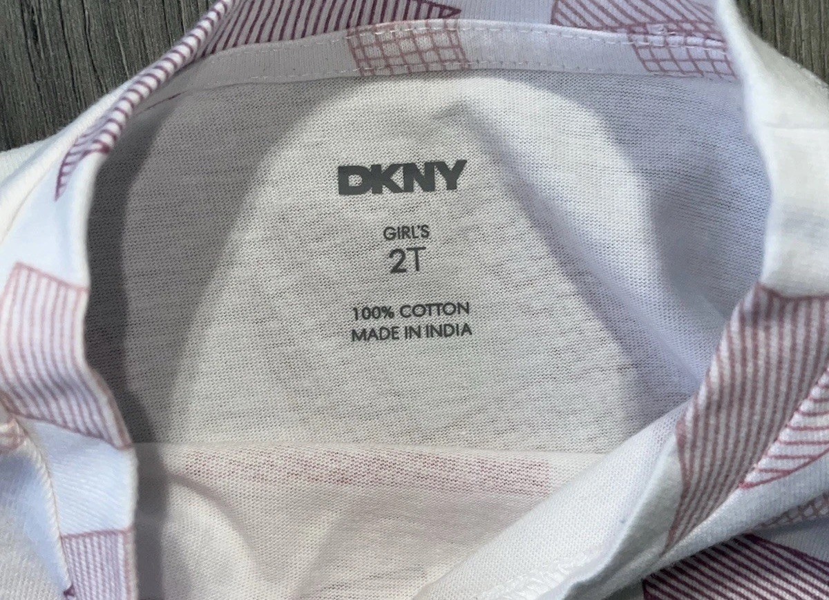 DKNY Baby Pink top Fringe Embellished Logo & Biker Shorts Set Girls 2T 3T New