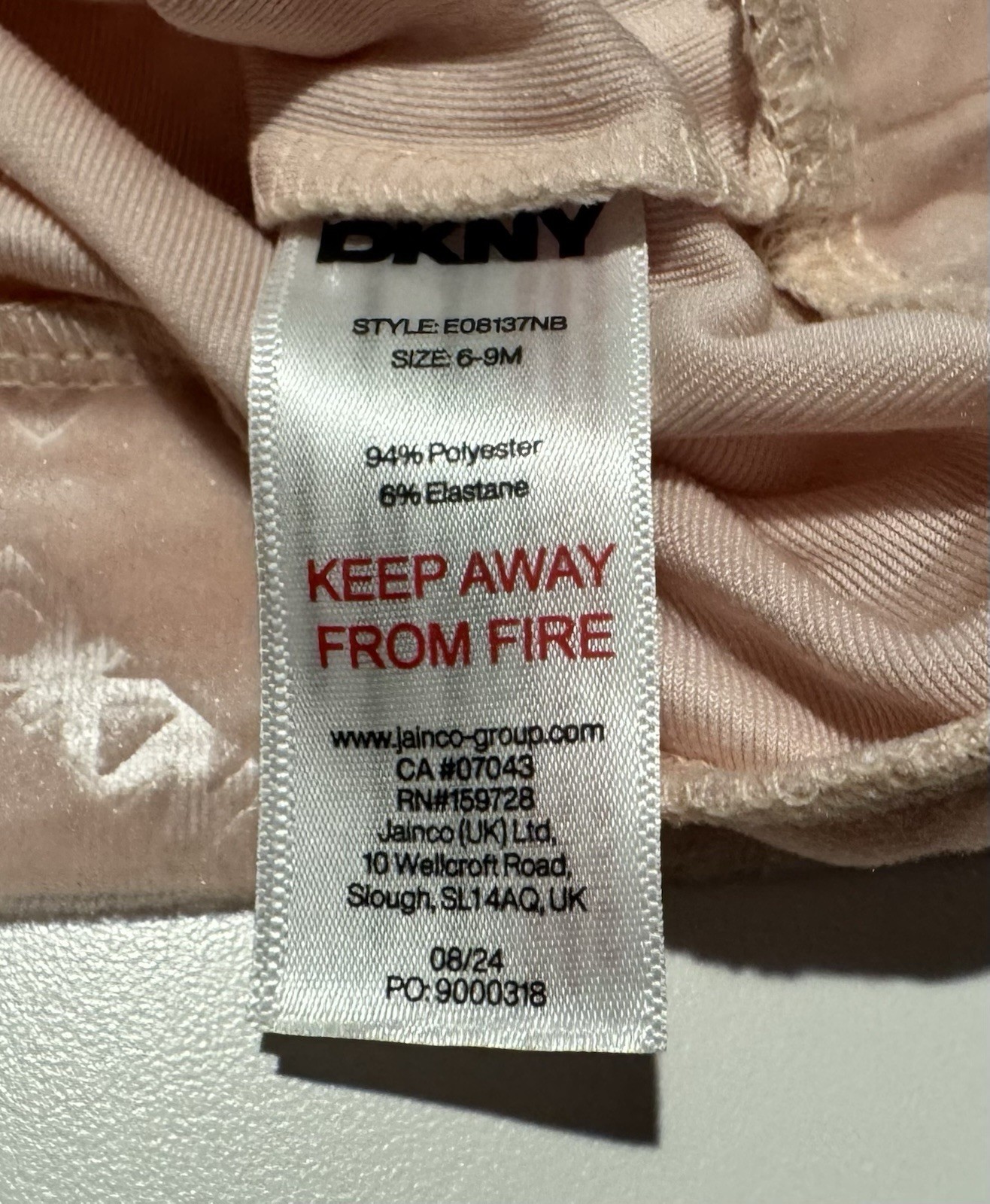 DKNY Pink Velour 6/9 Months Velour Ruffle Sweat Track Suit Logo AOP