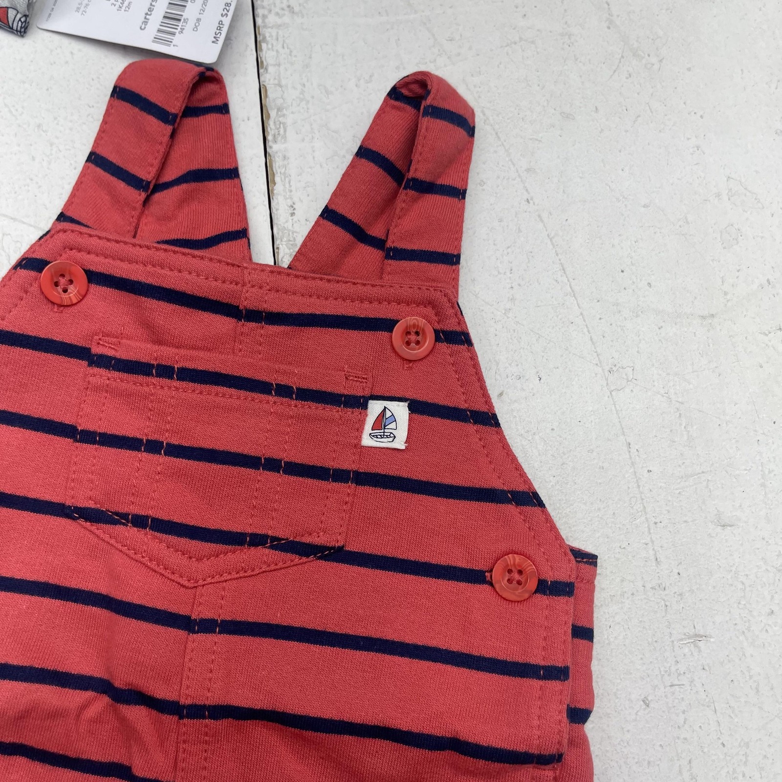 Carter’s Outfit Set Baby Boys 9-12M Red Shortalls Nautical Sailboat 2 Piece