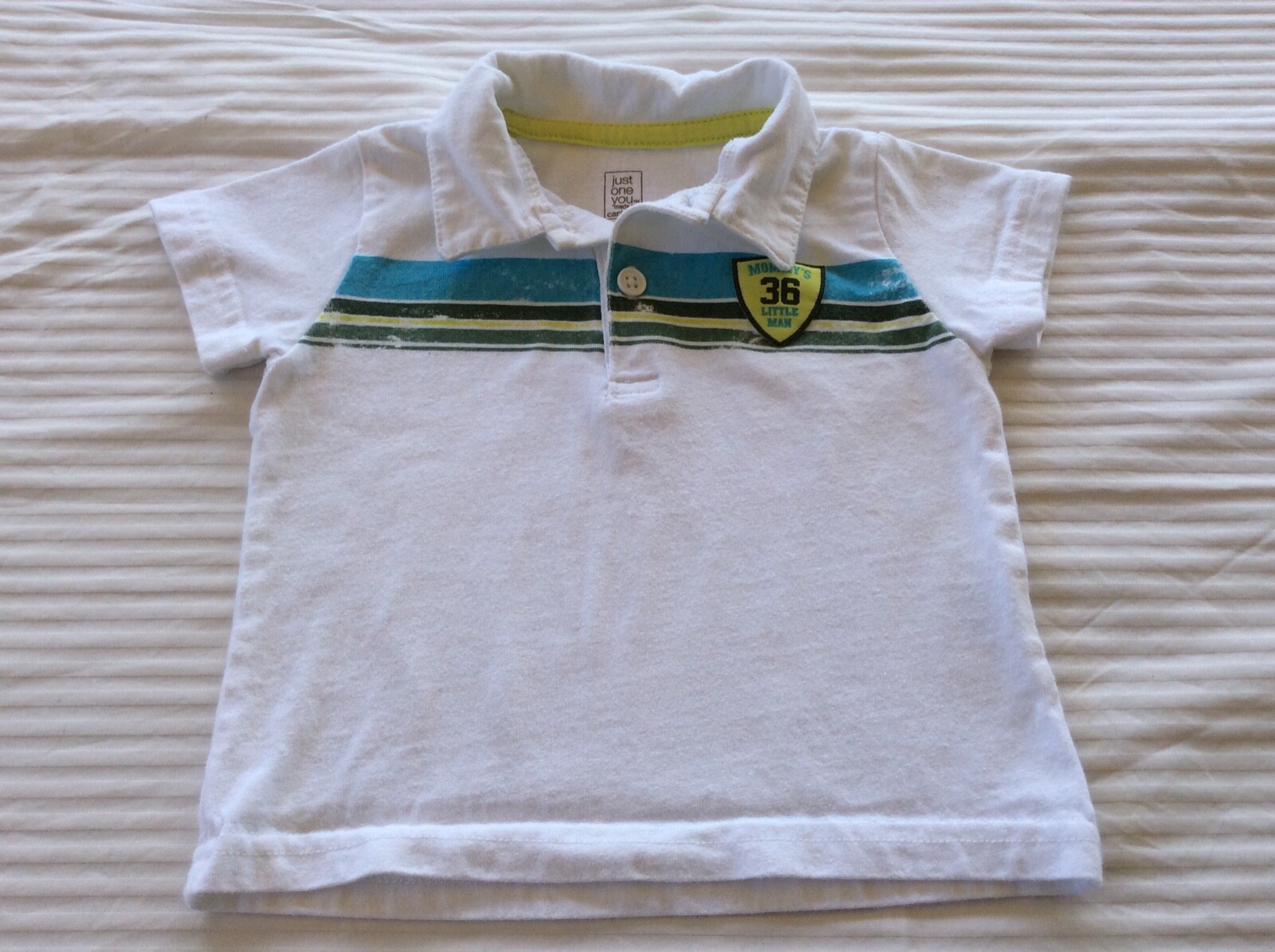 Carter’s Just One You Boys White Blue Green Yellow Mommy’s Little Man Shirt 12M