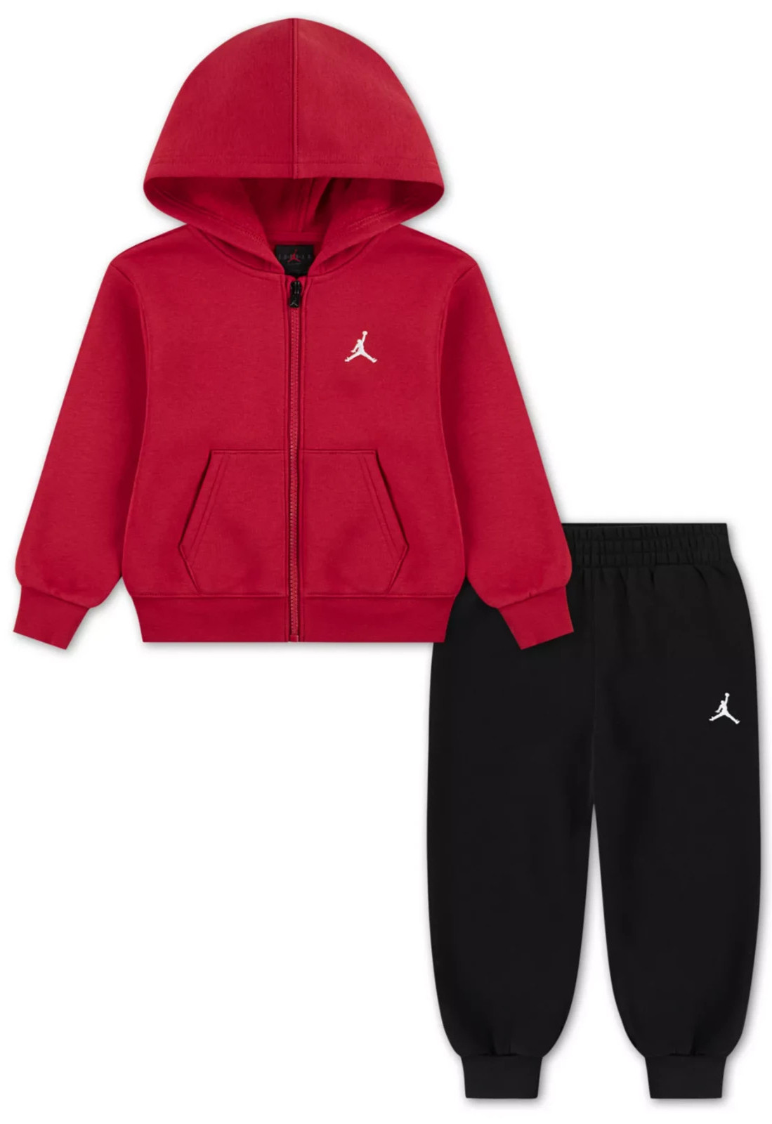 Jordan Baby 2-Piece Set Full-Zip Fleece Hoodie and Pants, Red/Blk, 18M, MSRP $50