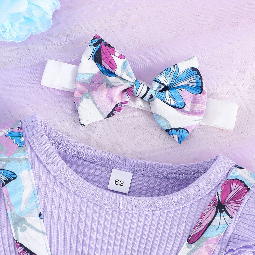 Toddler Baby Girls Floral Butterfly Romper Dress Princess Outfit Set Clothes