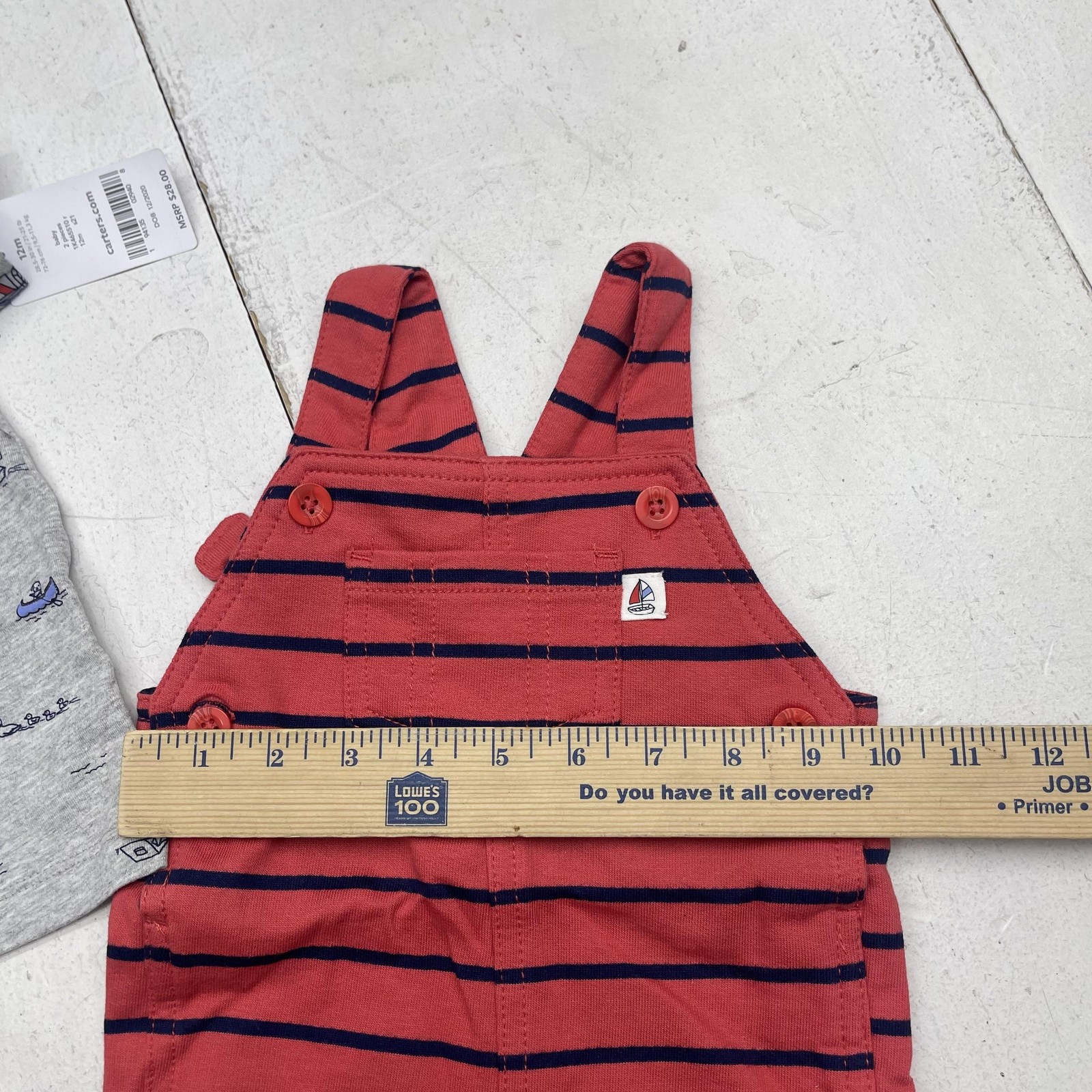 Carter’s Outfit Set Baby Boys 9-12M Red Shortalls Nautical Sailboat 2 Piece