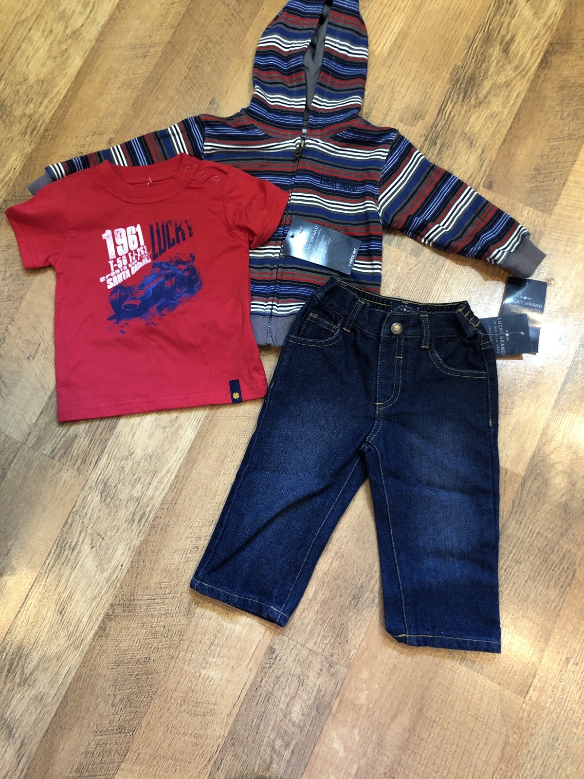 * Lucky Brand 3 Piece Baby Boys Outfit Sz. 12m NWT. A