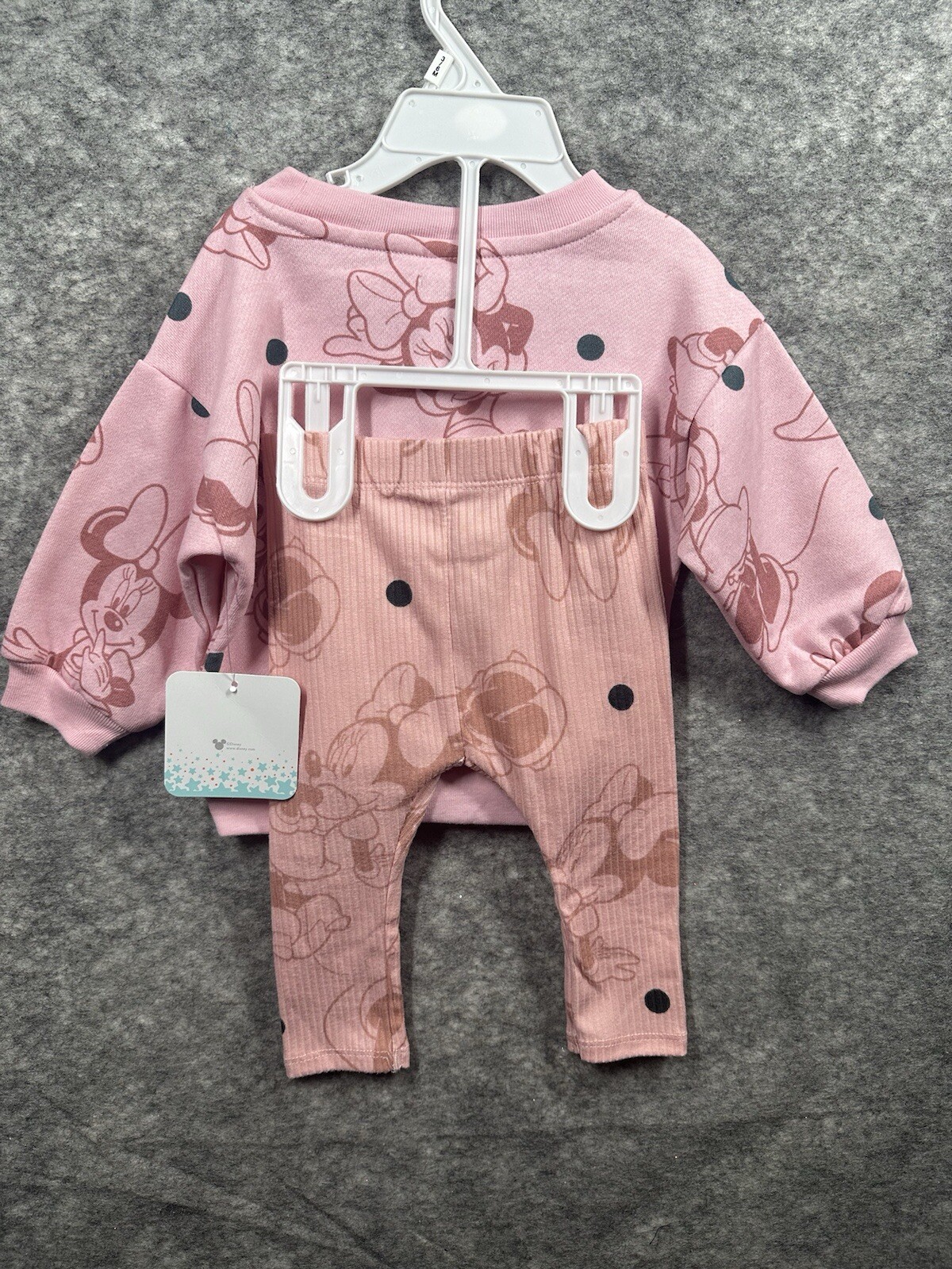 Disney Baby Girl Sweater Pants 3 – 6 Month Minnie Mouse Pink Brown New Stretchy