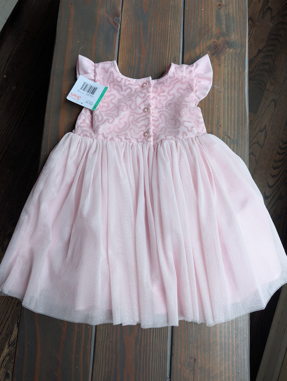 Little Me Pink Dress Set 18M Girls Tulle Party Outfit w/ Bloomers Bow Sequin