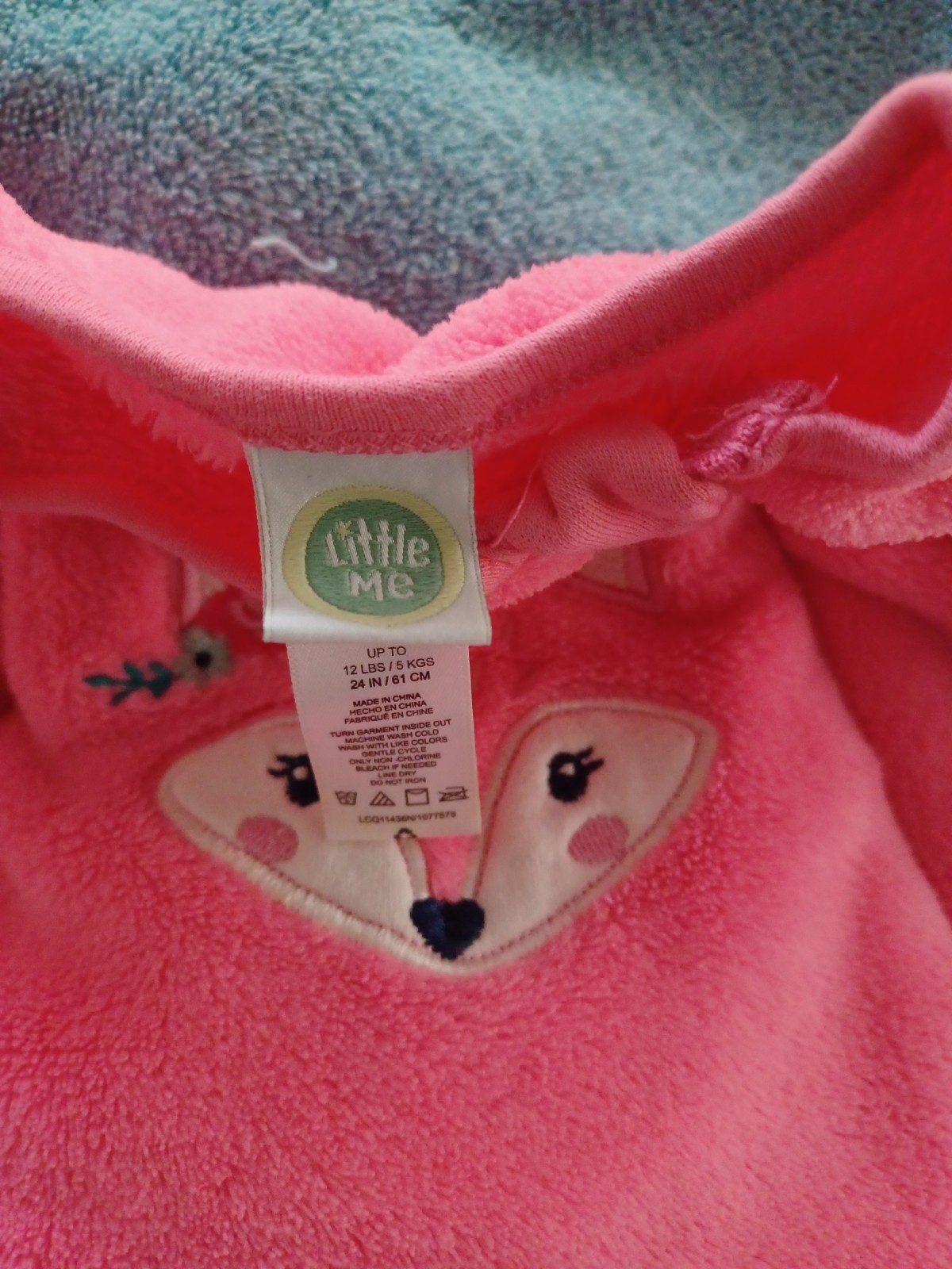 Little Me 3M Baby Girl 1 Pc Dk PINK Fox Face Zip Up Footed PJs Embroid Jumpsuit