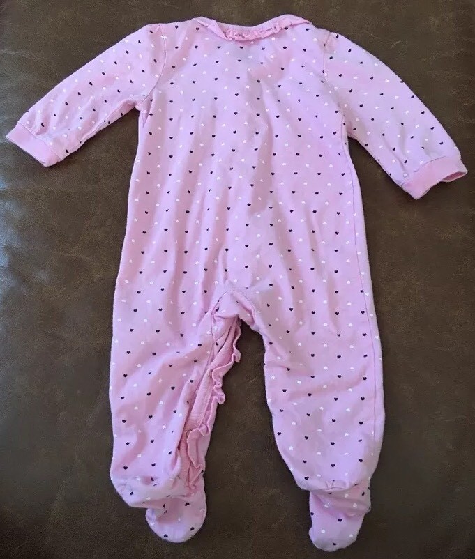 Juicy Couture Footed Coverall & Bib Set (Baby Girls 6-9 M) Pink Hearts Ruffle