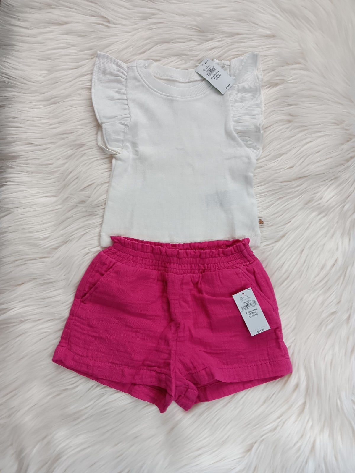 New Baby Gap Girl’s Cotton Shirt & Linen Shorts Set Size 6-12 M