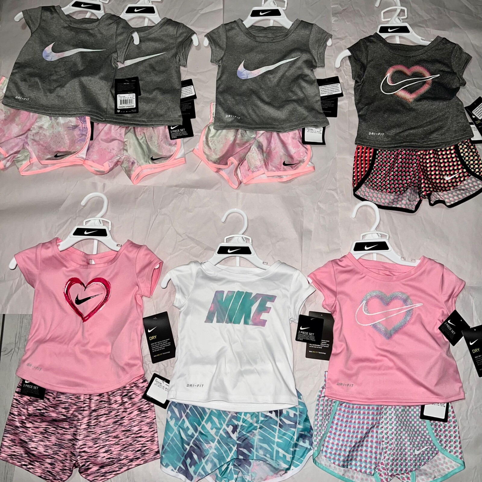 Nike Baby Girl Shirt & Shorts Set ~ Mint Green, Pink & White 12-18 month DRI-FIT