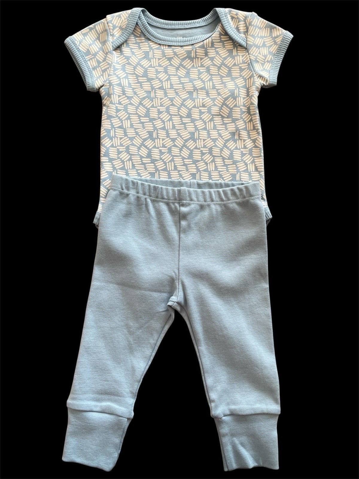 Mightly NWOT Blue Organic Cotton Knit Short Sleeve Bodyshirt & Pants-6-9Mos