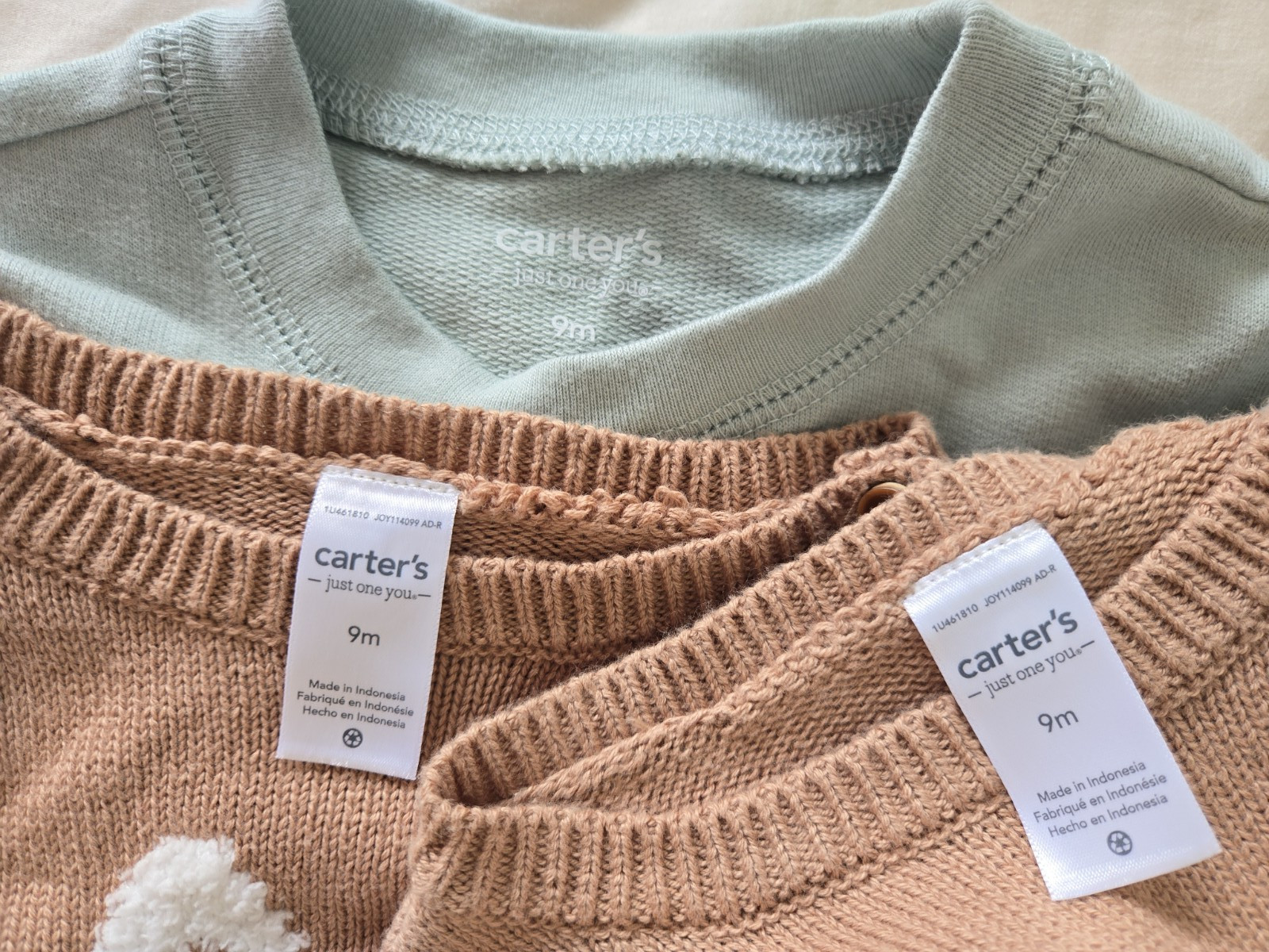 BABY BOYS CARTERS 9 month Snuggle BUNNY OUTFIT~Sweater PANTS NWT Set Of 3 New