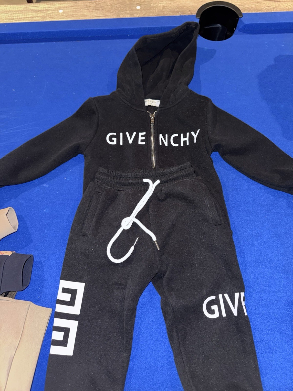 Givenchy 2pc Zip Hoodie & Pants Set Logo Fleece Cotton Black/White 18M