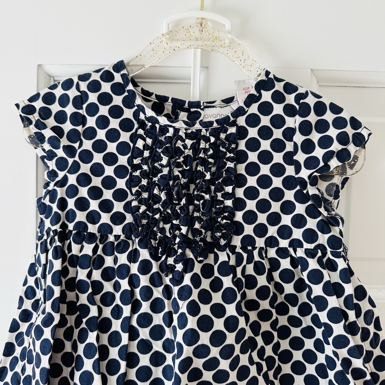 Savannah Navy & Cream Polka Dot Blouse w Matching Leggings Sz 24M