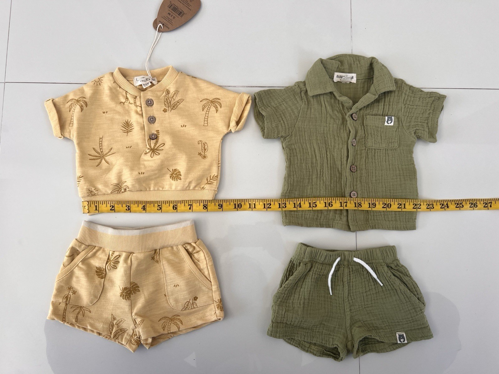 Rabbit Bear Organic Set of 4 Piece Outfit Sets Baby Boy NEW Designer 0-3 Boho