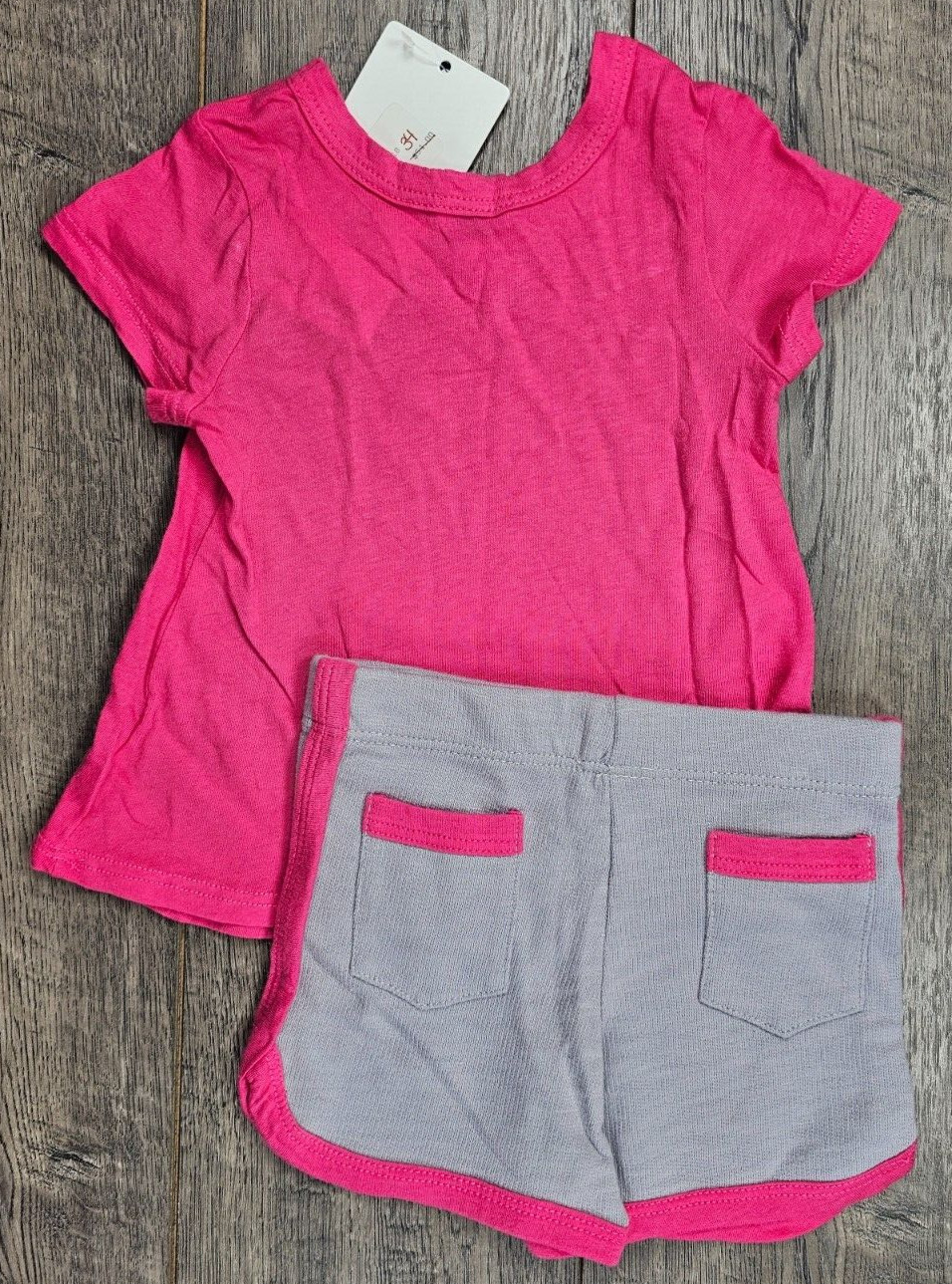 Baby Girl Clothes New Splendid 12-18 Month 2pc Pink & Gray Summer Outfit