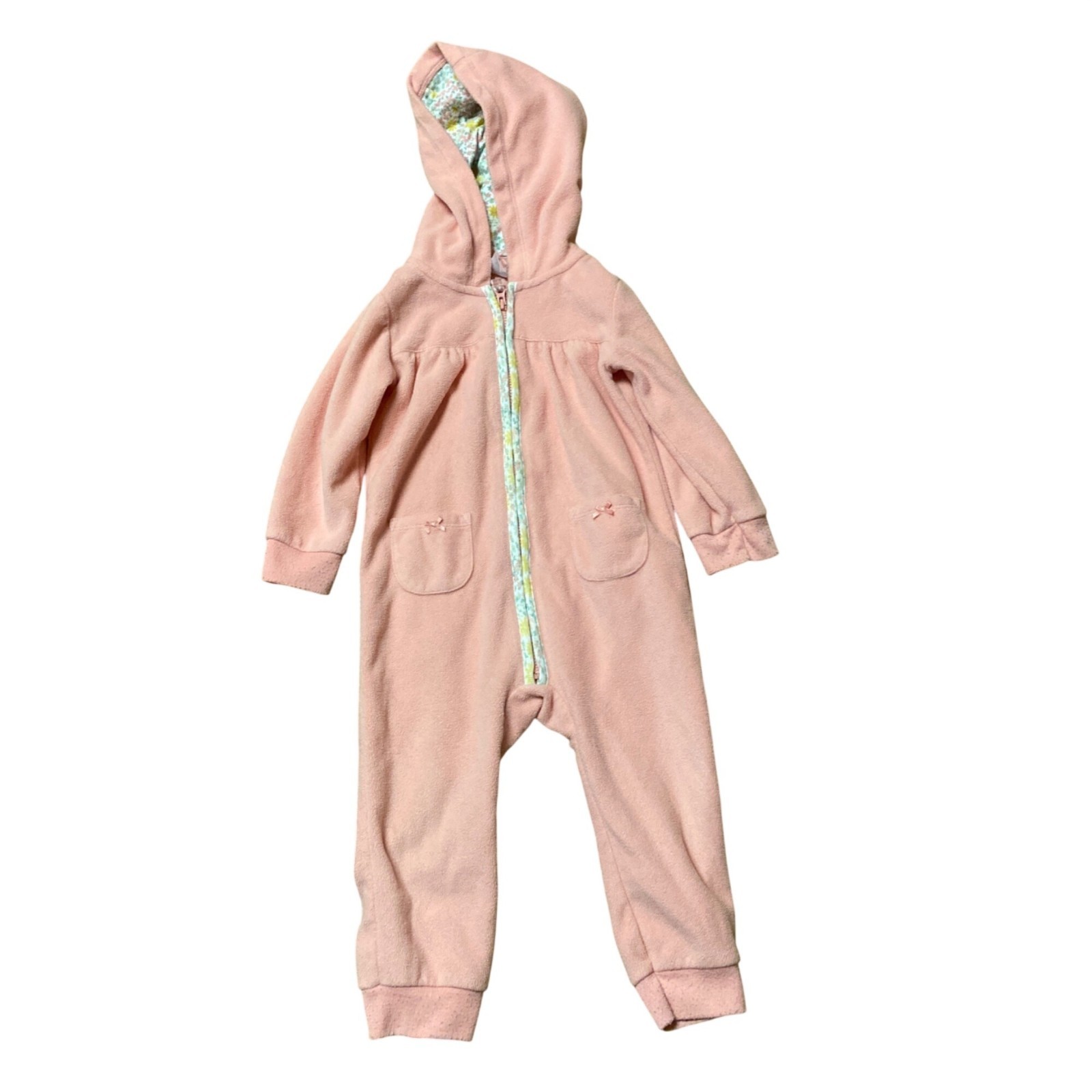 Carter’s Fleece Outfit 18M 18 Months Toddler Girl Pink Bear Full Body pilling