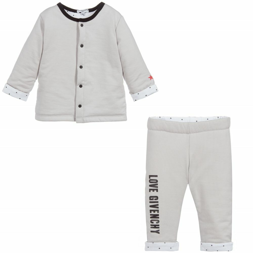 NWT NEW Givenchy Baby Boys gray padded logo tracksuit 2pc set 1m