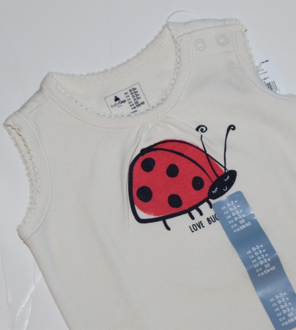 baby Gap NWT Girl 0 3 Mo Knit Outfit Set Ladybug Bodysuit Love Top & Pants