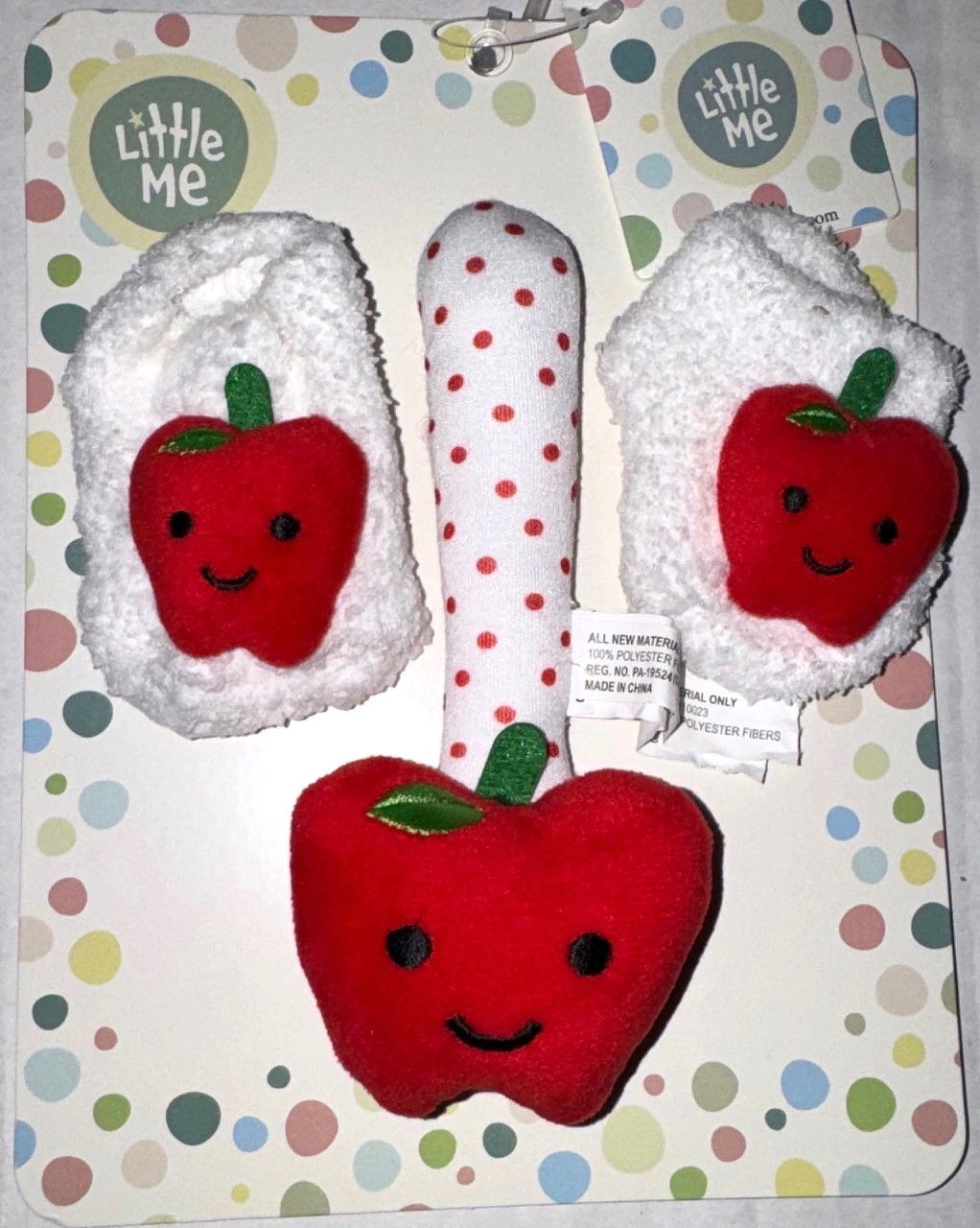LITTLR ME 3 piece set white/red APPLE motif size 0-3 months