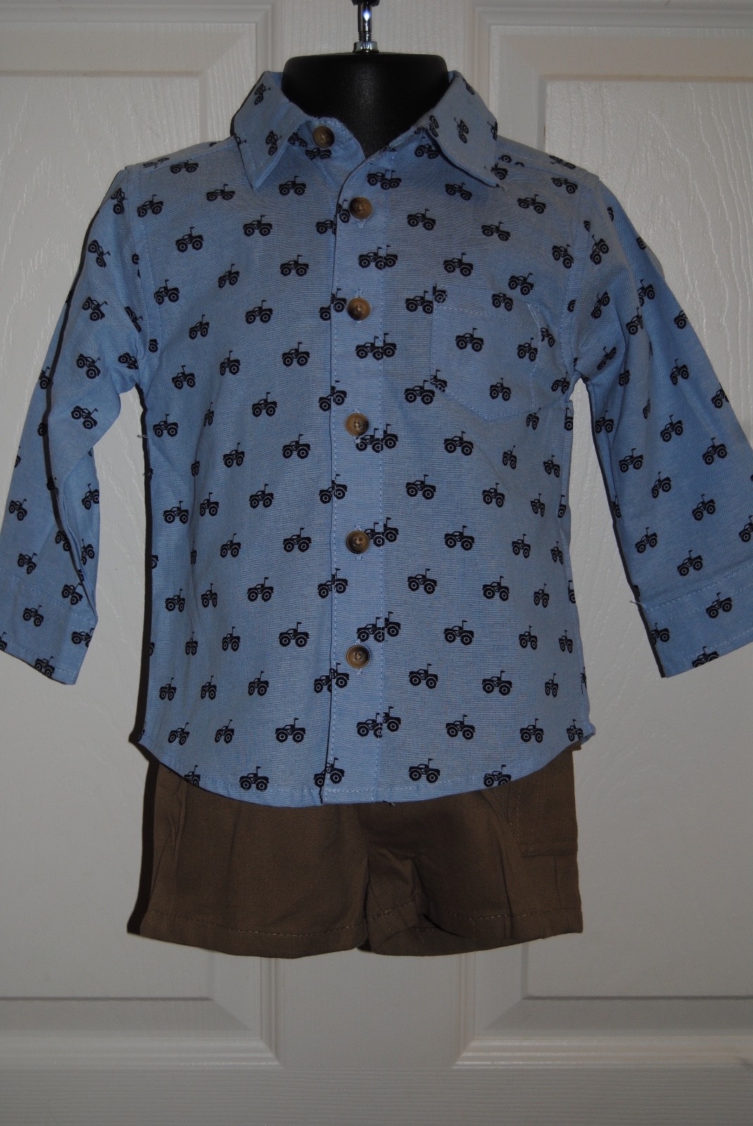 Boys Shirt and Shorts by Al and Ray, size 12 Months Toddler Blue -Brown RN 15517